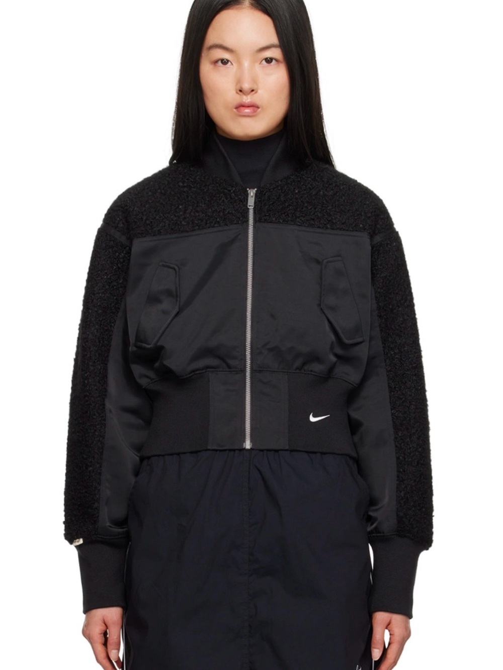 Nike Black High-Pile Bomber Jacket